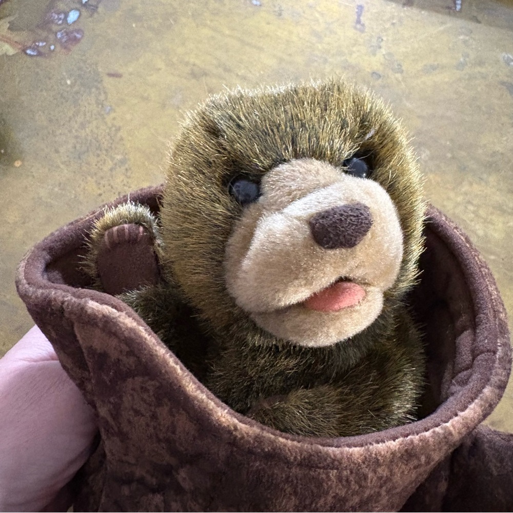 Folkmanis Bear in Tree Stump Hand Puppet Peek-a-Boo Plush Stuffed Toy